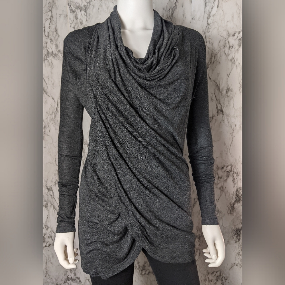 Blue Life Gray Long Sleeve Wrap Top